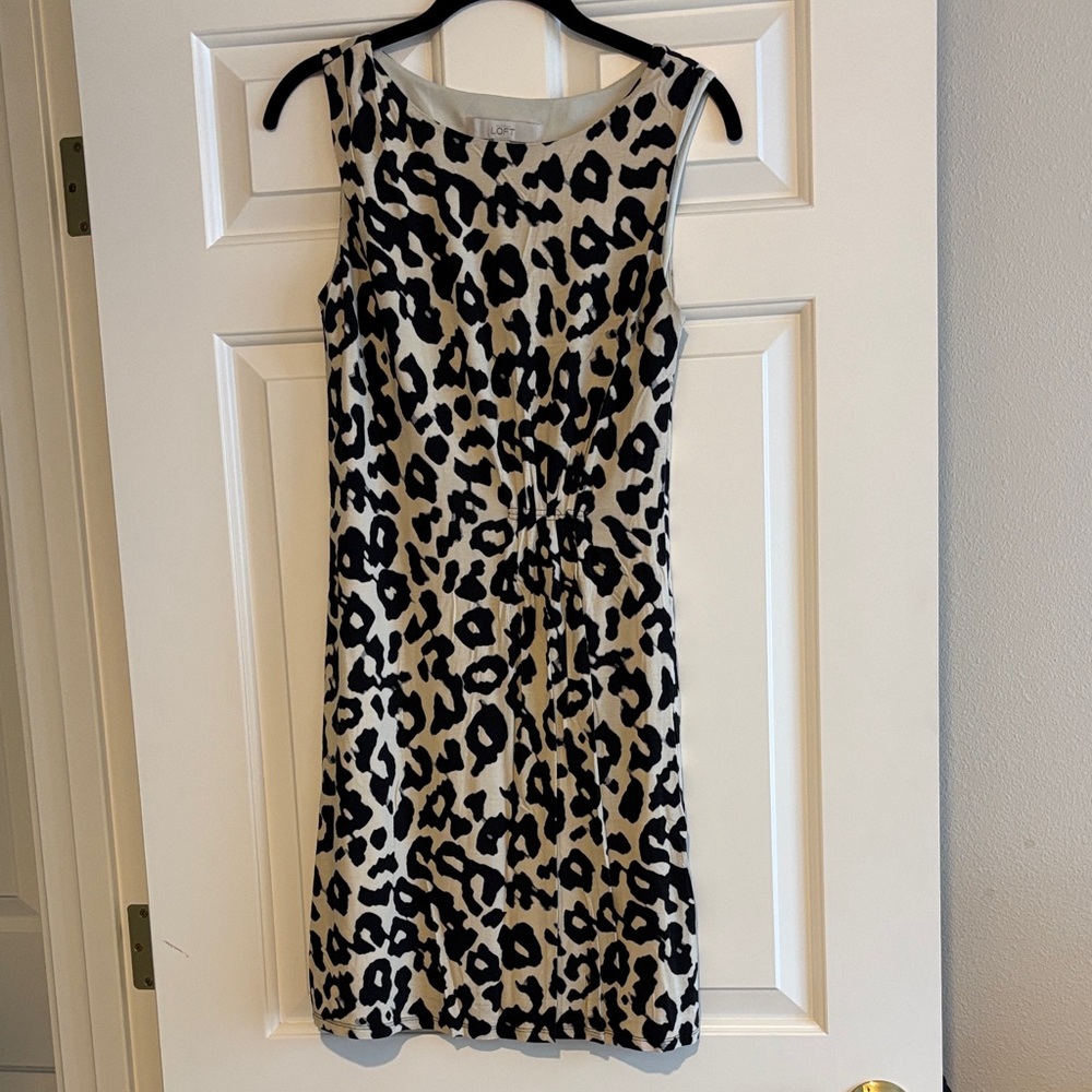 🐆 LOFT Animal Print Midi Dress - Black and Tan size Small